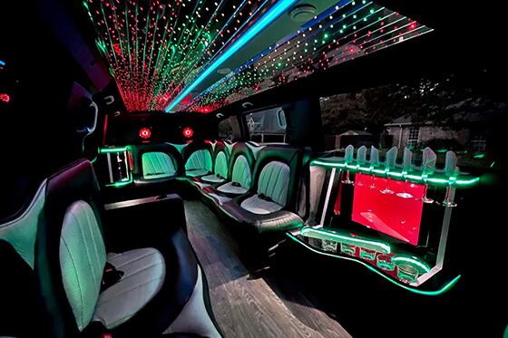 leather seats on a limo